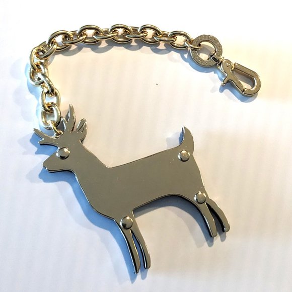 Stella McCartney Le Sportsac Deer Charm Keychain Two faced Gold Brown - Picture 4 of 5